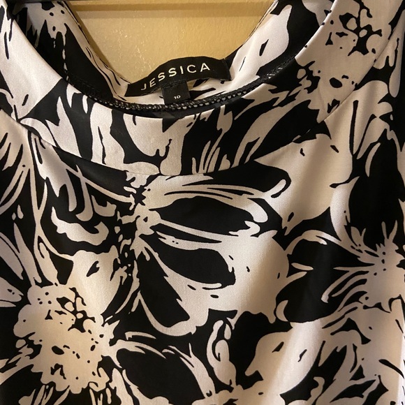 Jessica white & black flower midi dress size 10 - Picture 2 of 9